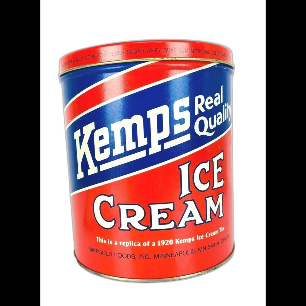 Vintage 80s Replica of Kemps Real Quality 1920s Ice Cream Storage Tin